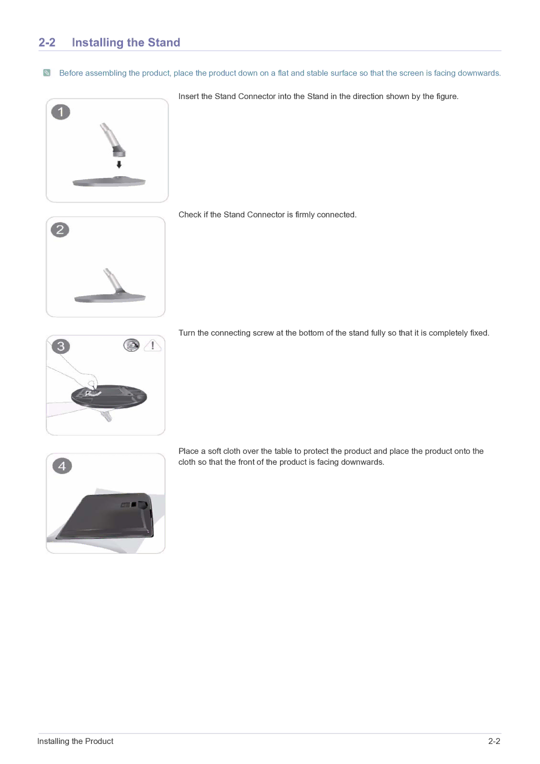 Samsung P2770FH user manual Installing the Stand 