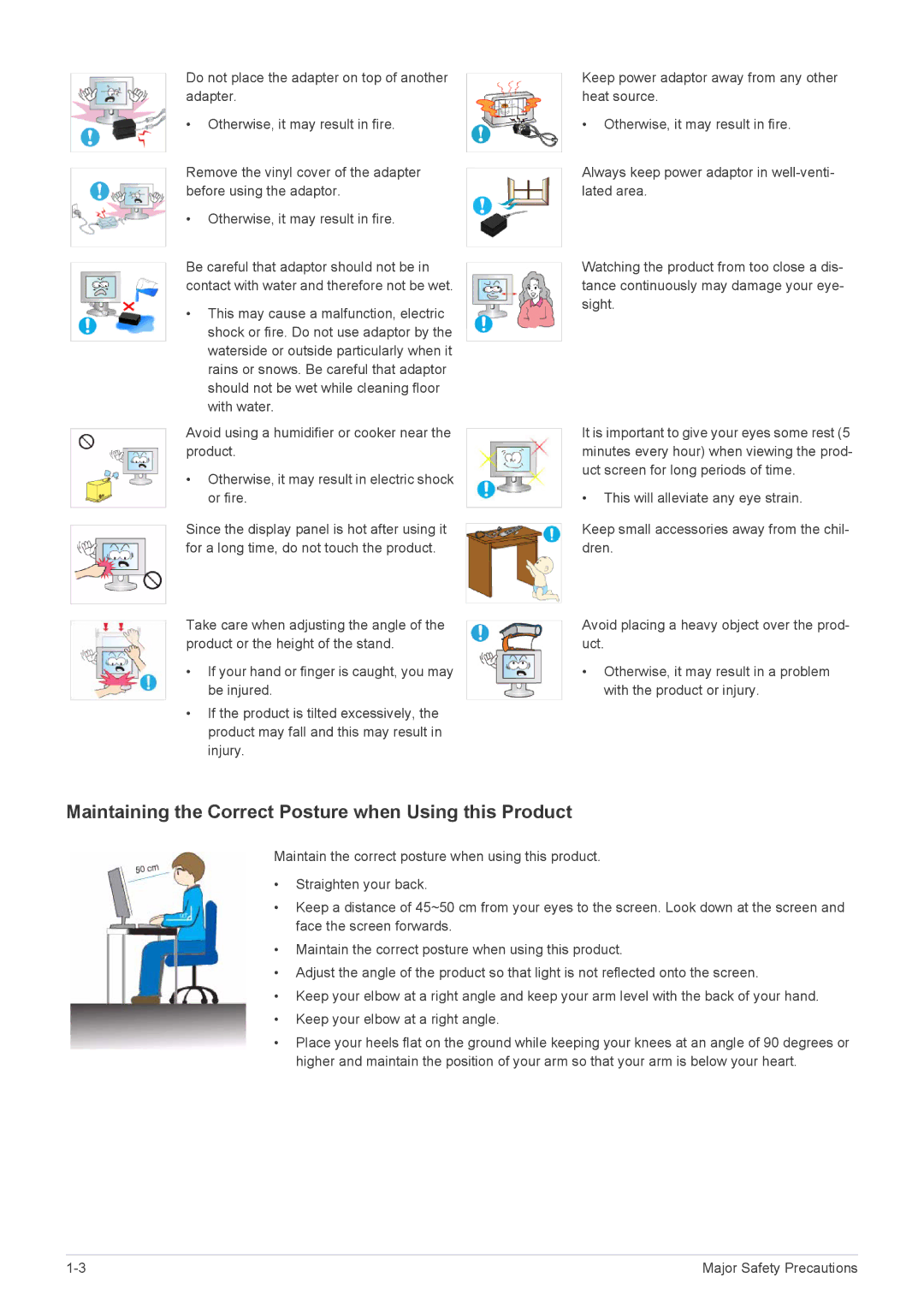 Samsung P2770H user manual Maintaining the Correct Posture when Using this Product 