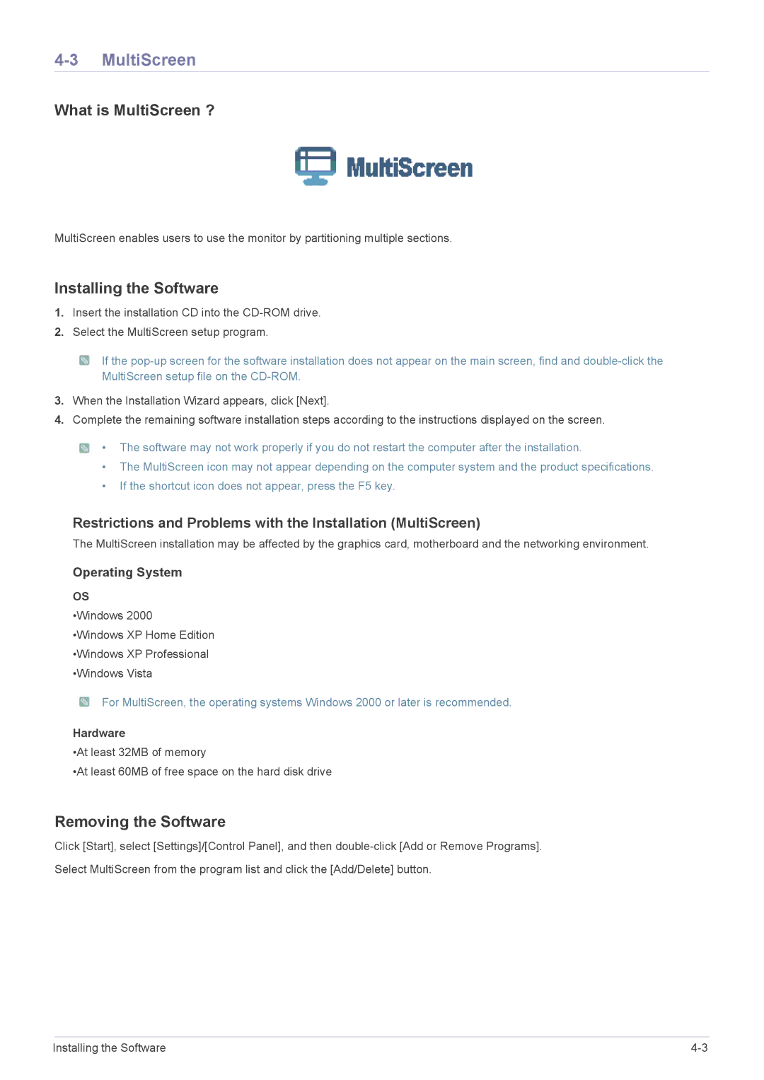 Samsung P2770H user manual What is MultiScreen ? 