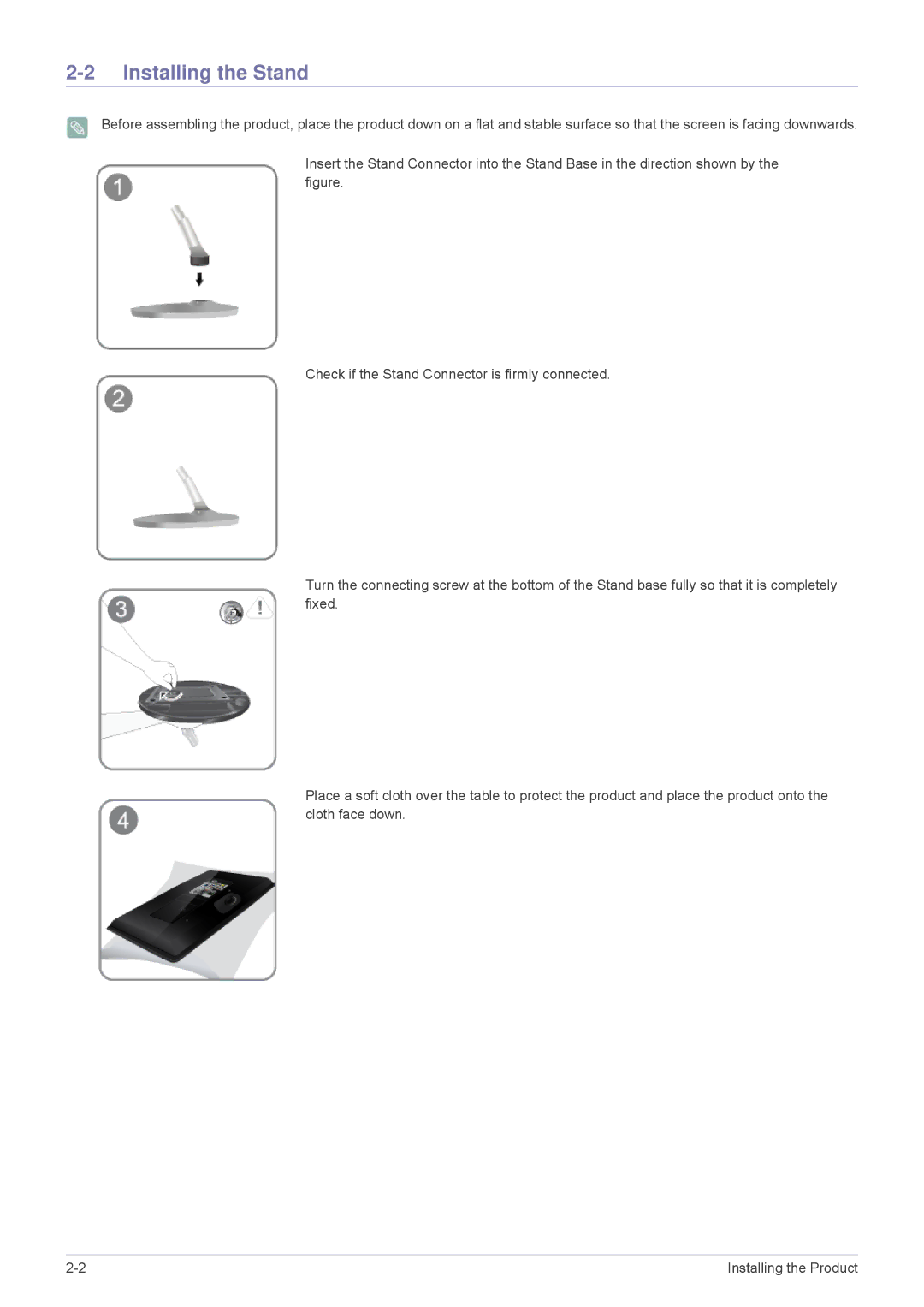 Samsung P2770HD, P2370HD, P2570HD user manual Installing the Stand 