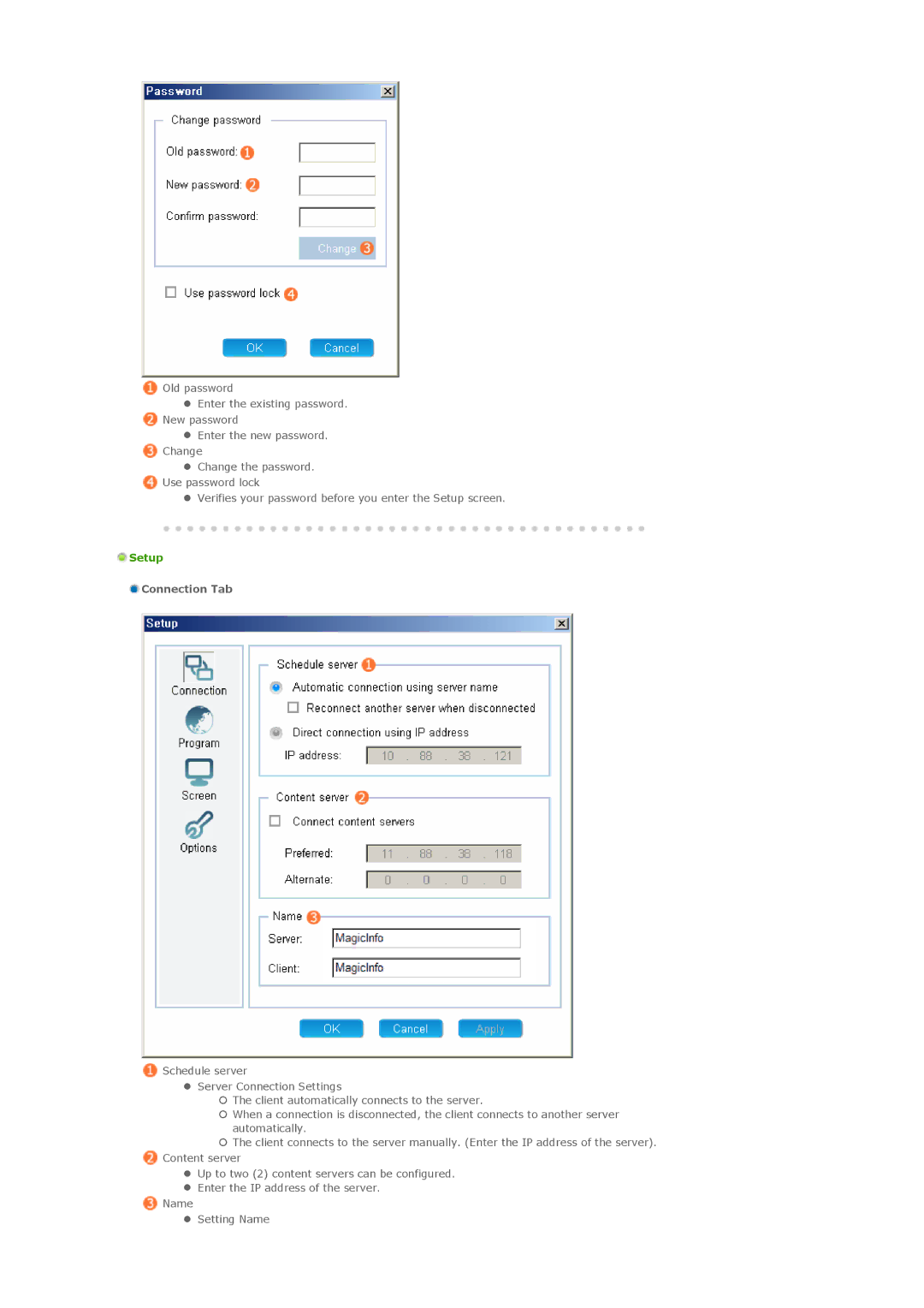 Samsung P50HN, P42HN user manual Setup, Connection Tab 