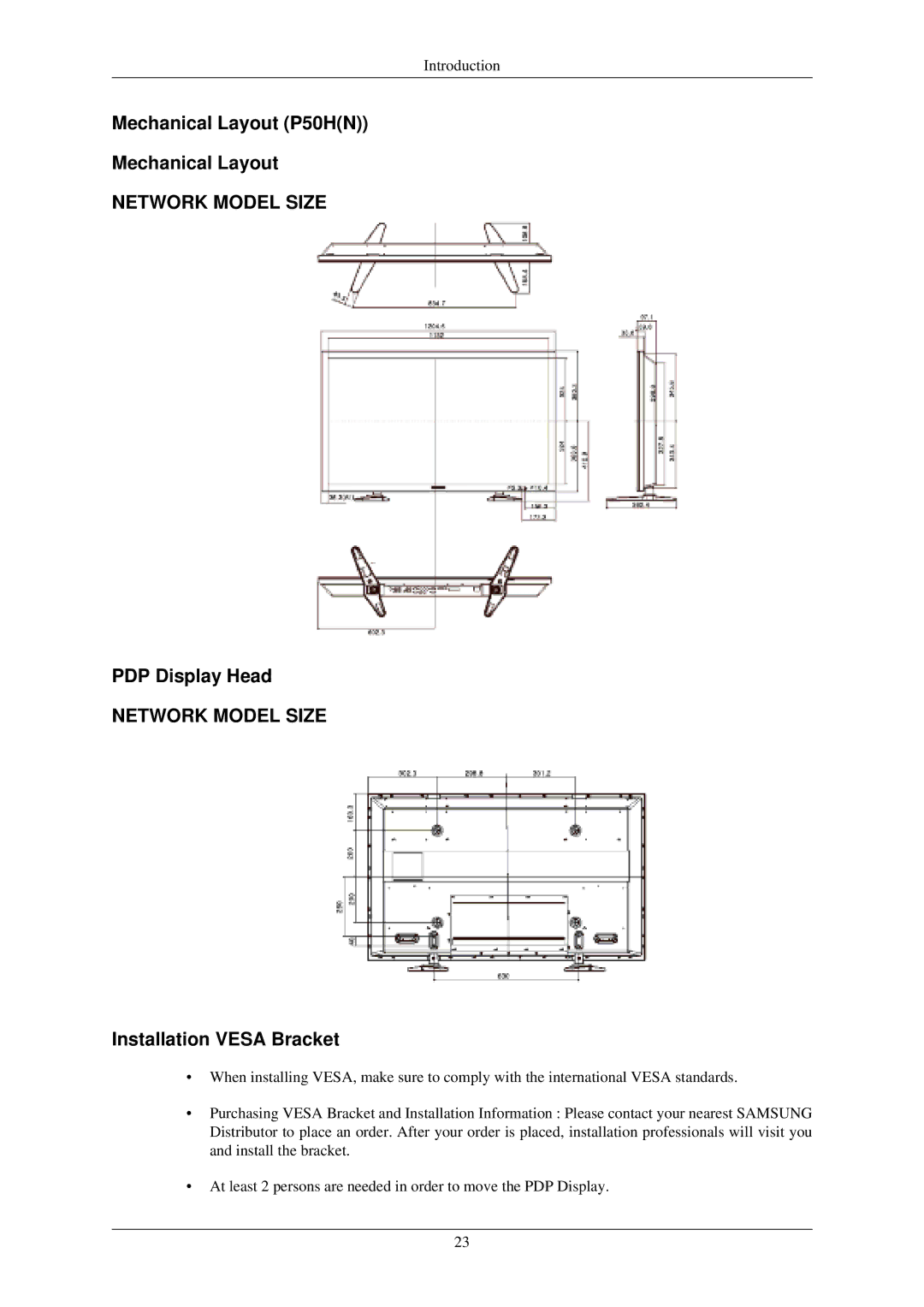 Samsung P42HN user manual Mechanical Layout P50HN, PDP Display Head 