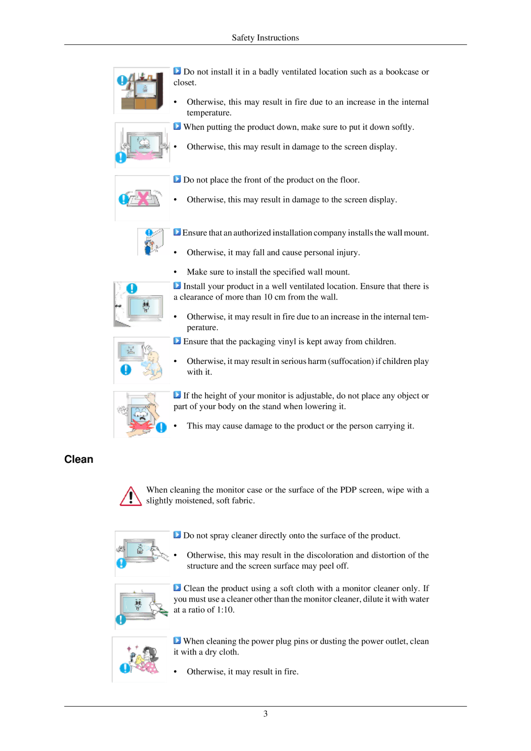 Samsung P42HN, P50HN user manual Clean 