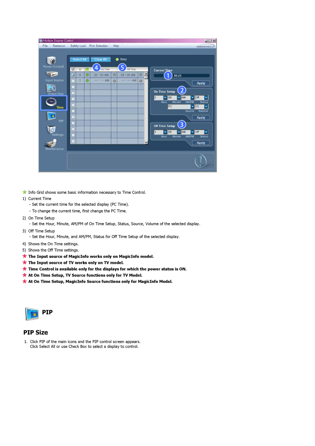 Samsung P50HN, P42HN user manual Pip, PIP Size 