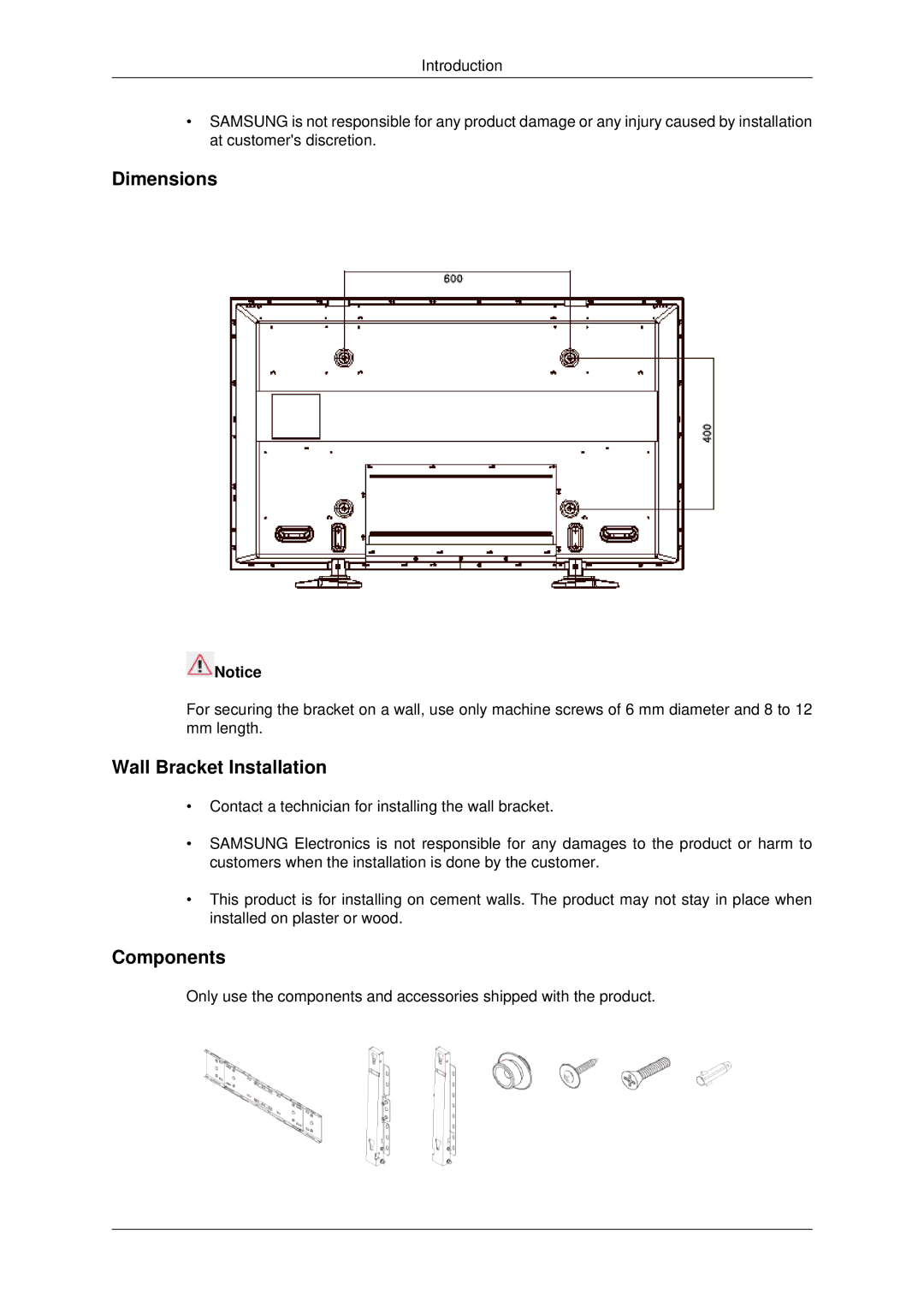 Samsung P50HP, P42HP quick start Dimensions 