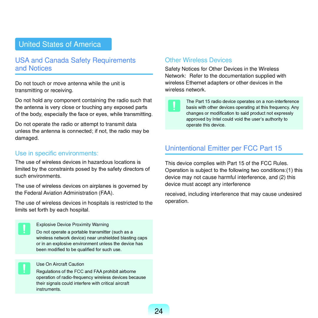 Samsung P55 United States of America, USA and Canada Safety Requirements and Notices, Unintentional Emitter per FCC Part 