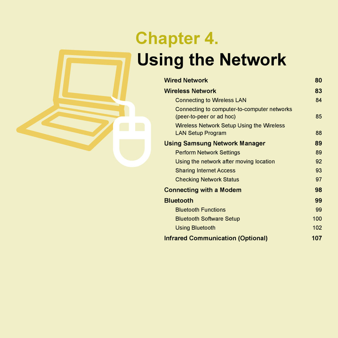 Samsung P55 manual Using the Network, Chapter 