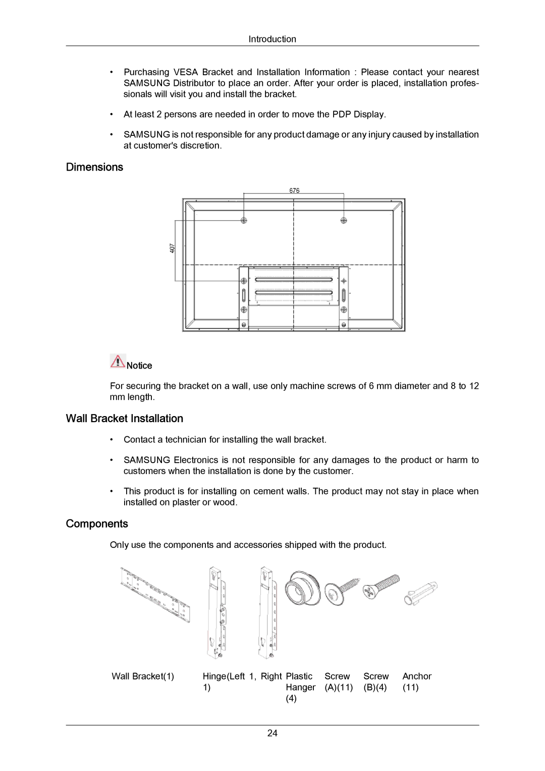 Samsung P50HP-2, P63FP-2 user manual Dimensions 