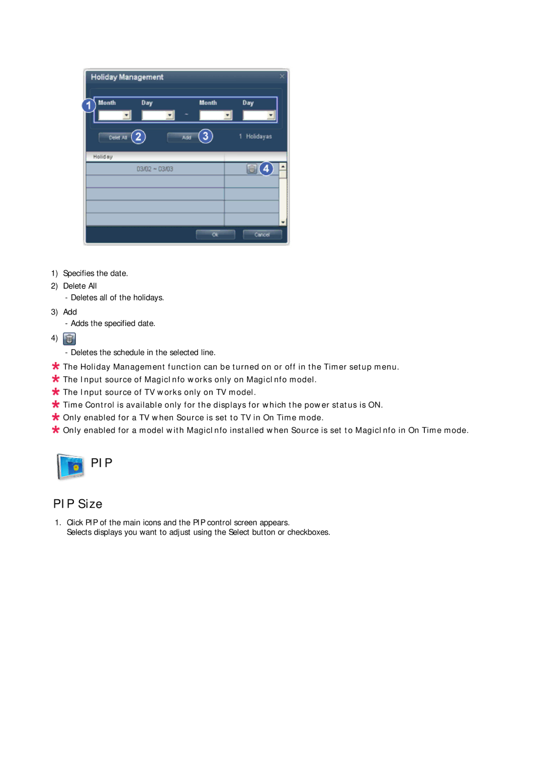 Samsung P50HP-2, P63FP-2 user manual Pip, PIP Size 