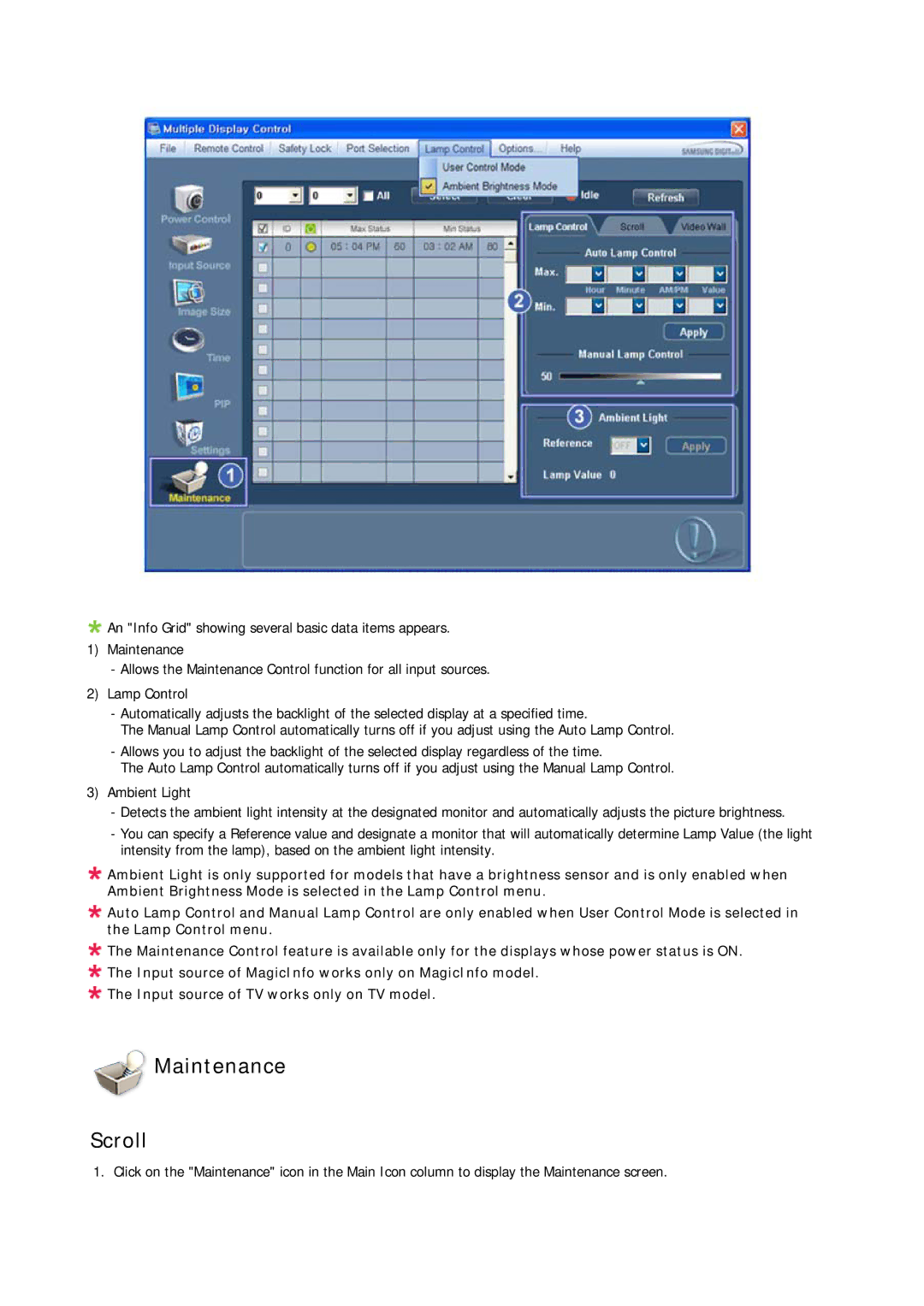 Samsung P50HP-2, P63FP-2 user manual Maintenance Scroll 