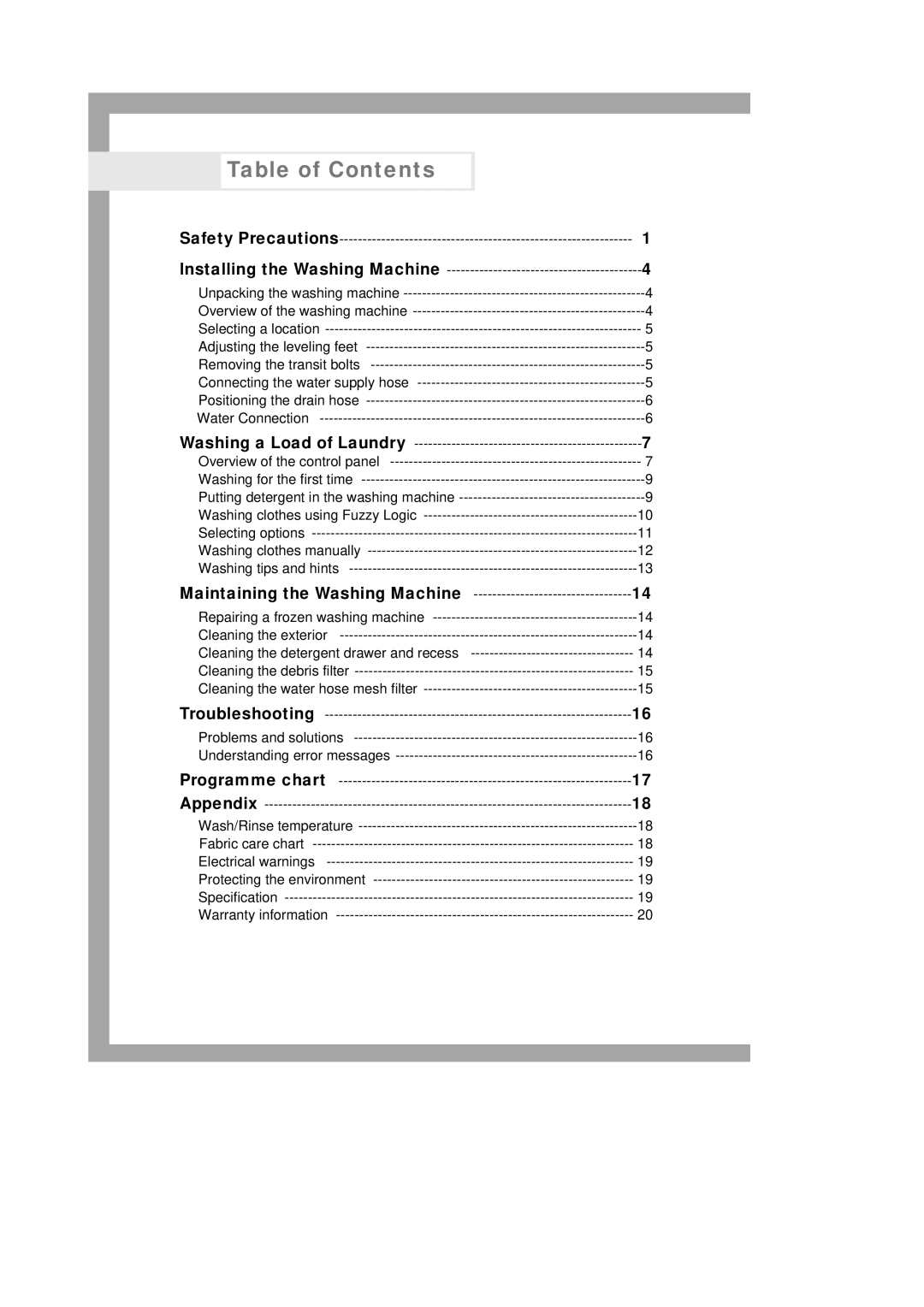 Samsung P801 manual Table of Contents 