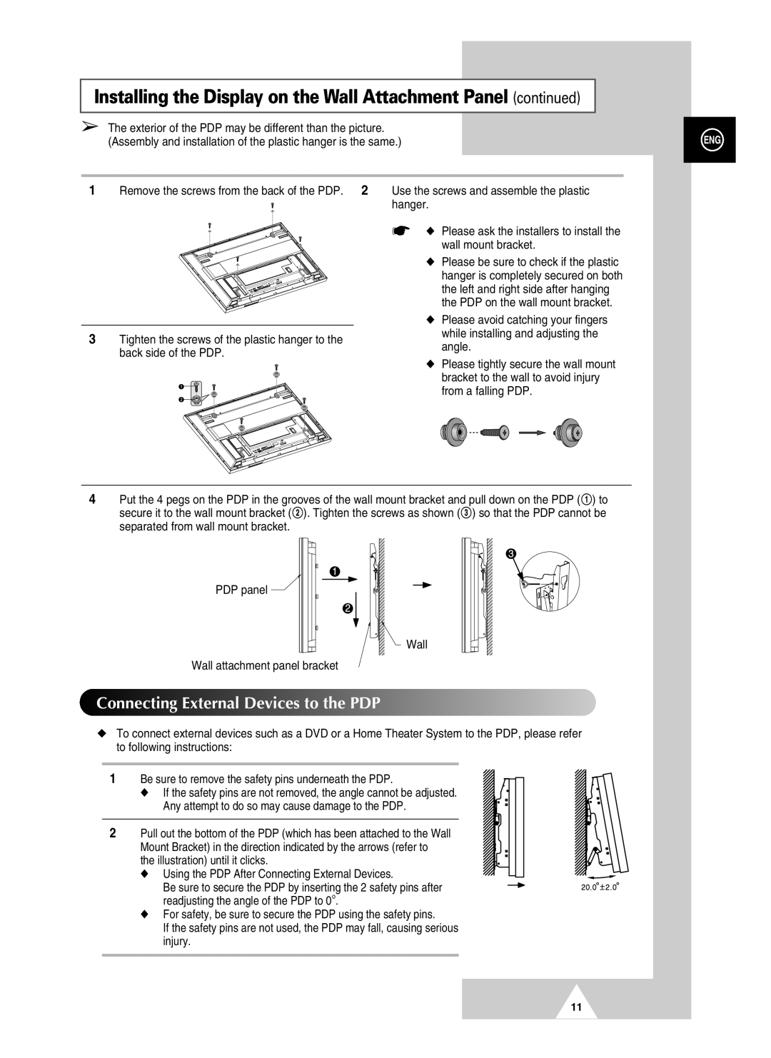 Samsung PAL60 manual Connecting External Devices to the PDP 