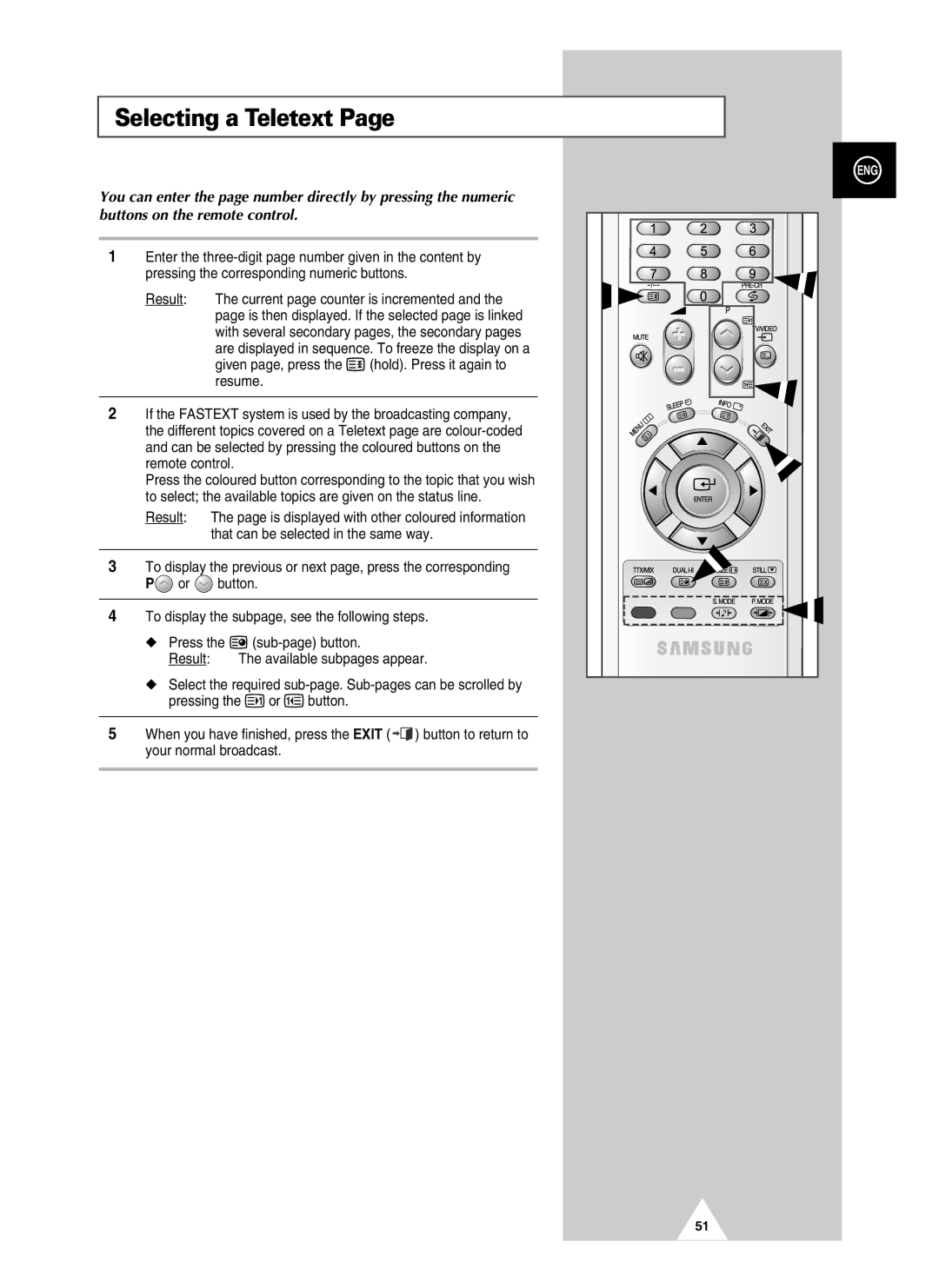 Samsung PAL60 manual Selecting a Teletext 