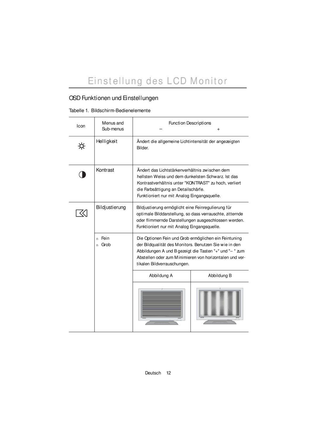 Samsung PC21PBSSS/EDC, PC21PBSS/EDC manual OSD Funktionen und Einstellungen, Helligkeit, Kontrast, Bildjustierung 