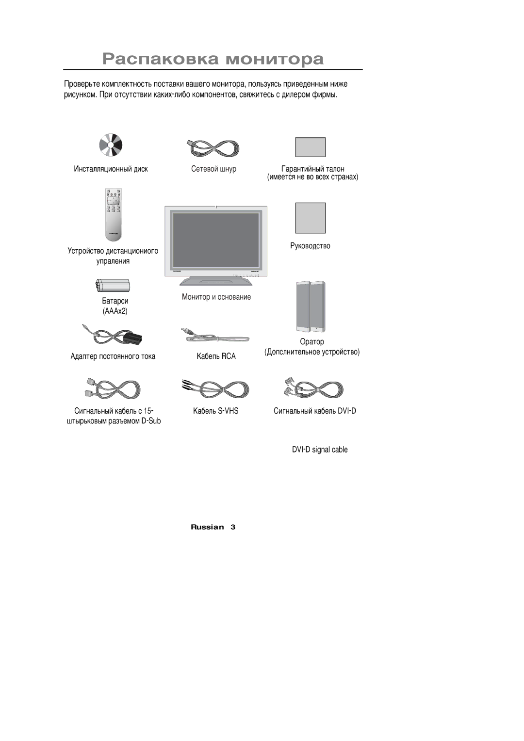 Samsung PC21PBSSS/EDC manual Àñïàêîâêà ìîíèòîðà 