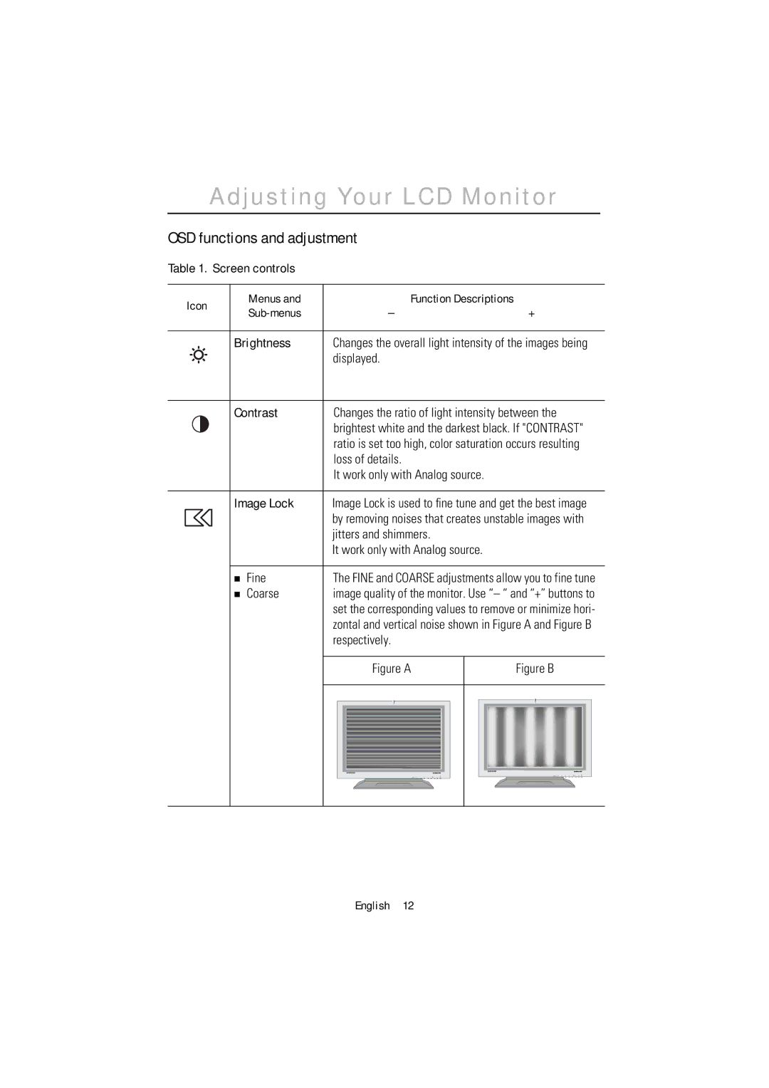 Samsung PC21PBSSS/XSJ, PC21PBSSS/EDC, PC21PBSS/EDC manual OSD functions and adjustment, Brightness, Contrast, Image Lock 