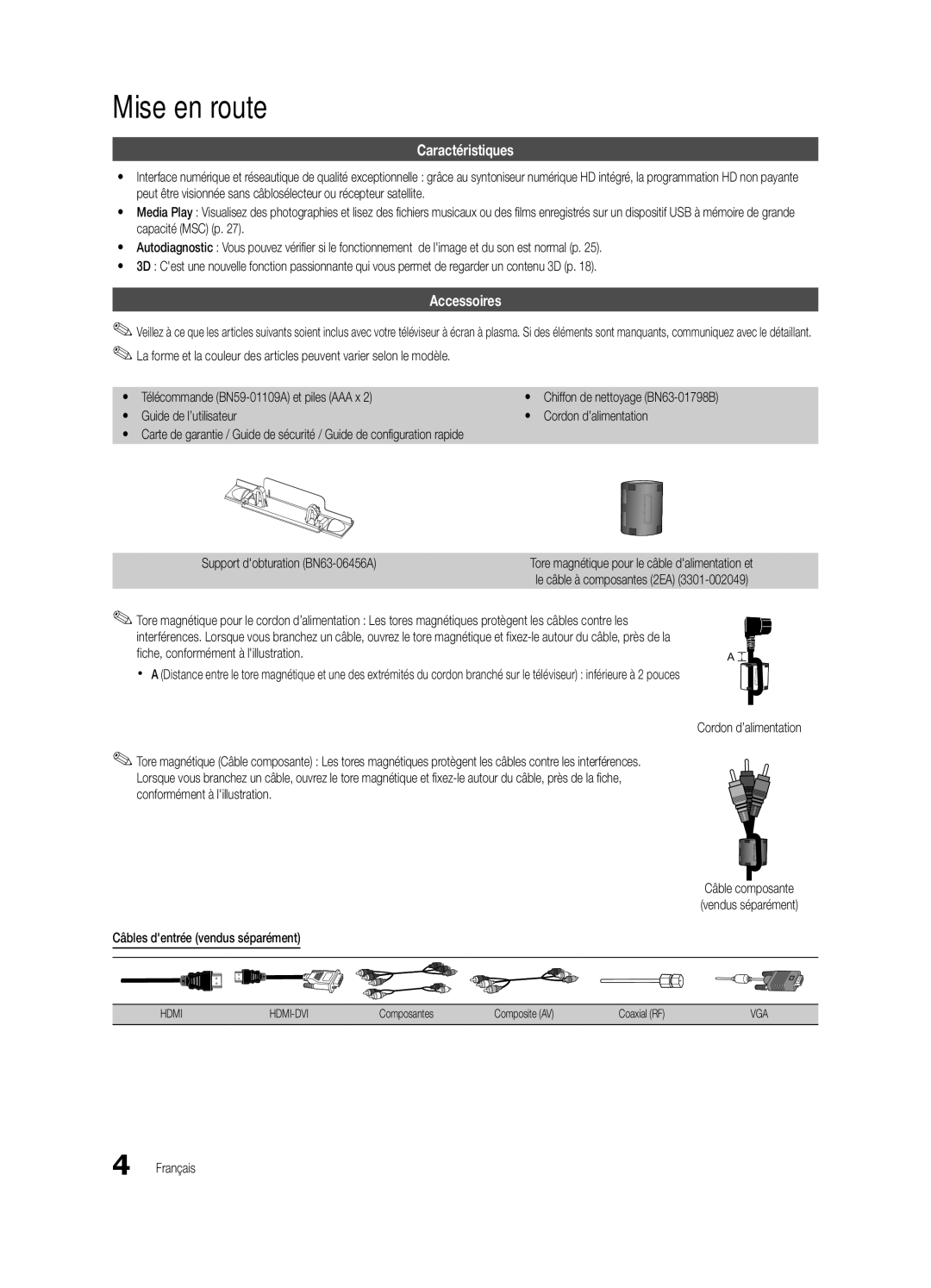 Samsung PC490-ZC user manual Mise en route, Caractéristiques, Accessoires 