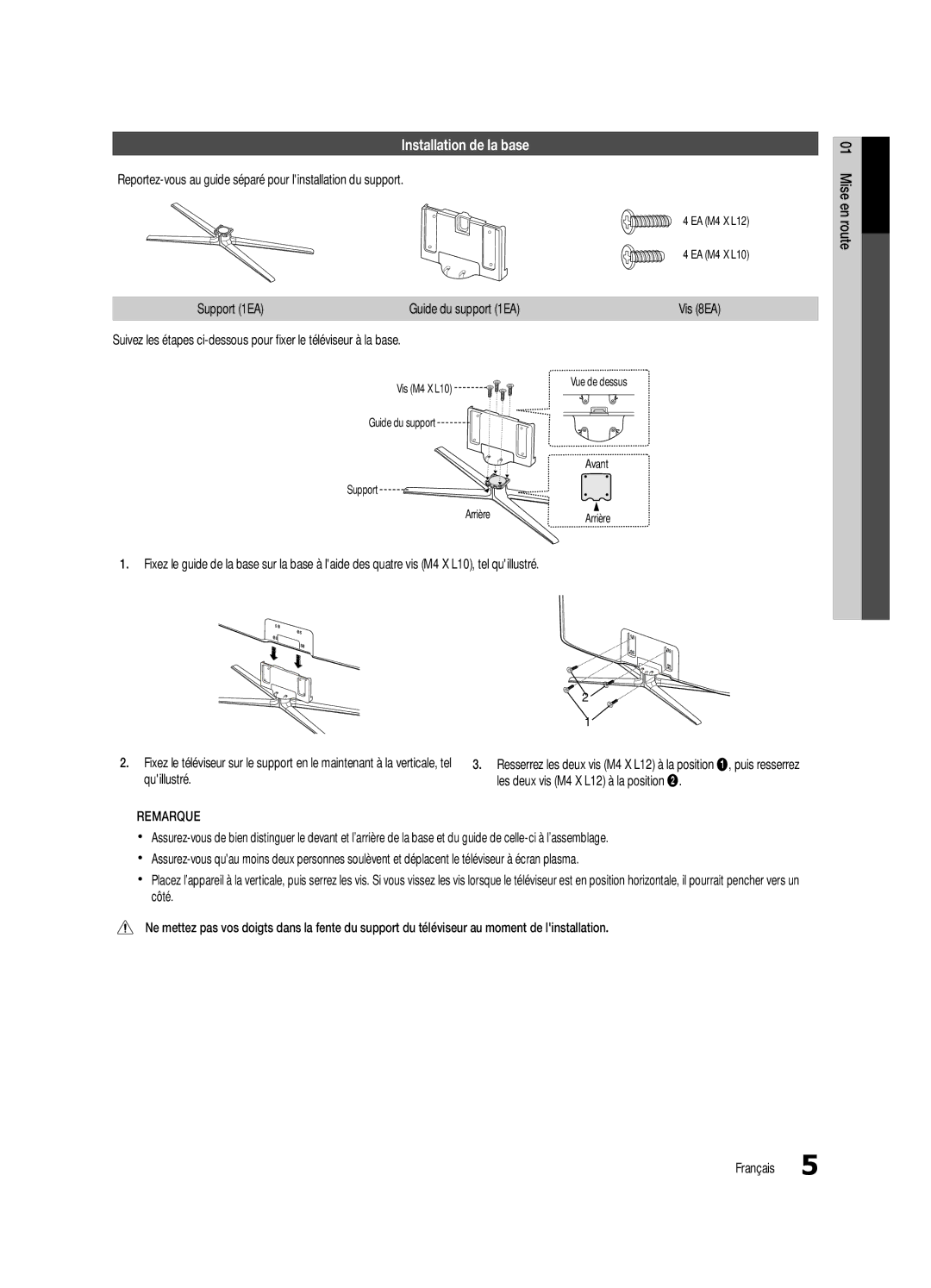 Samsung PC490-ZC user manual Installation de la base, Reportez-vous au guide séparé pour linstallation du support 