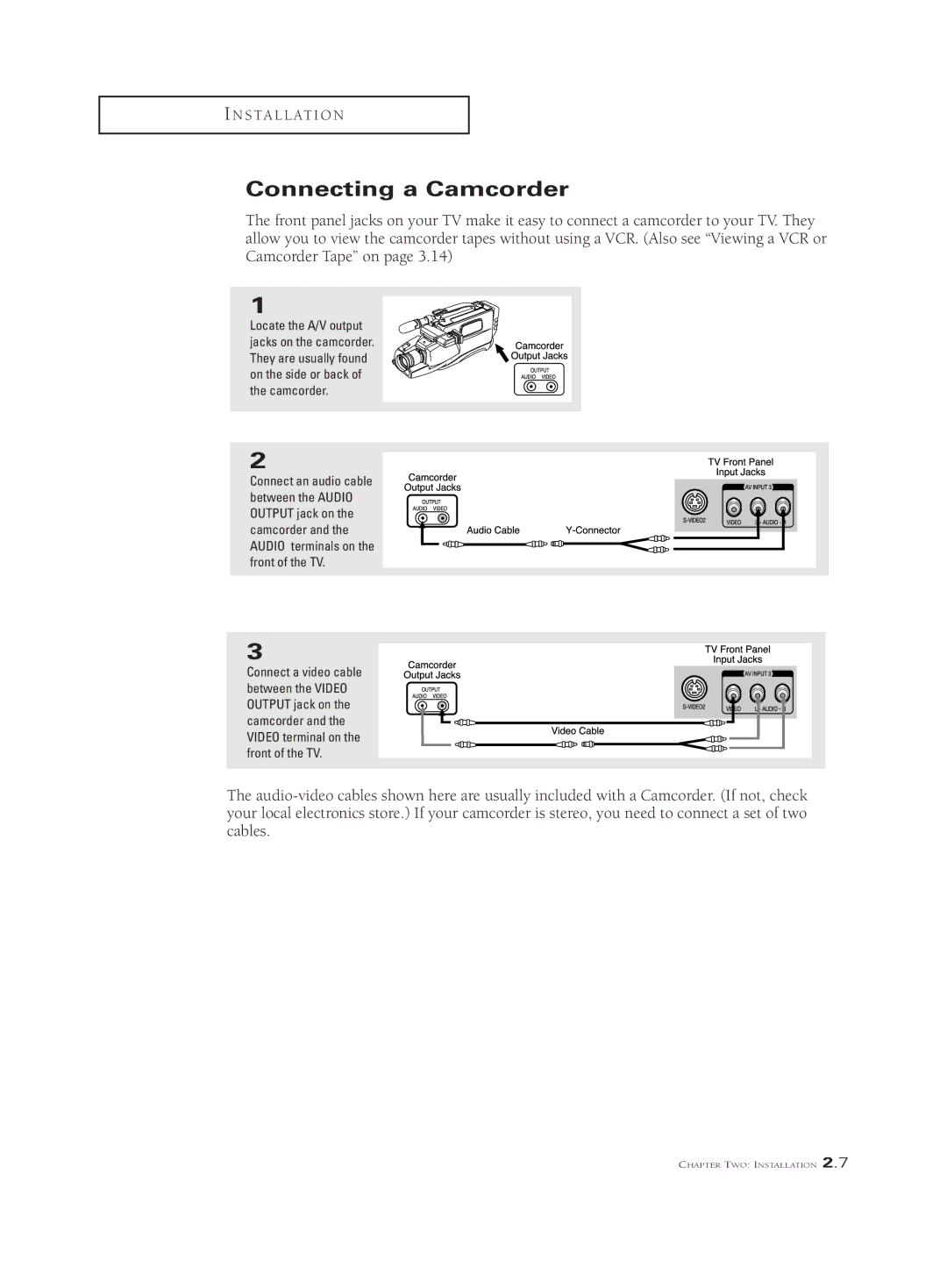 Samsung PCJ 534RF, PCK 6115R, PCJ 614RF manual Connecting a Camcorder 