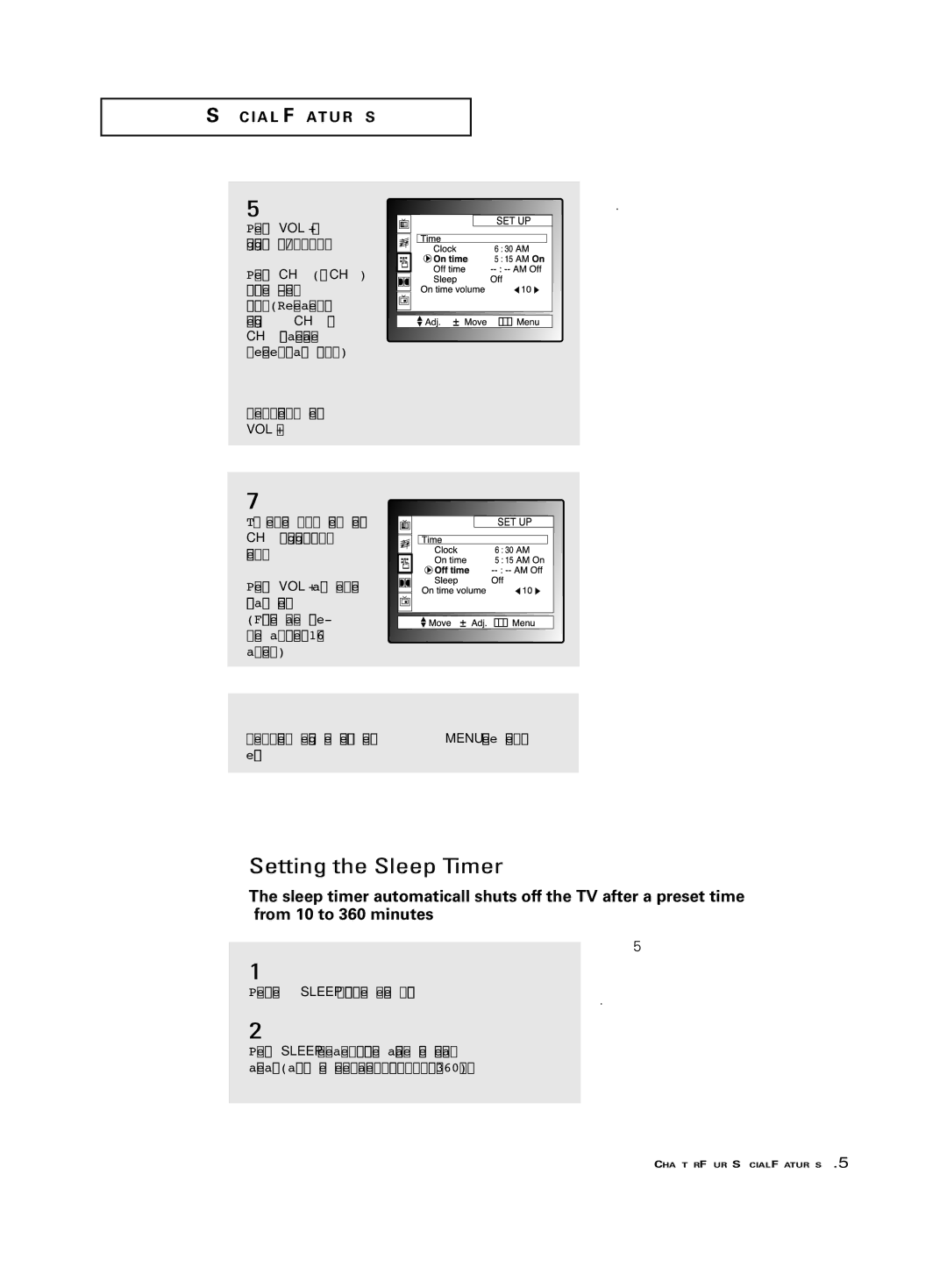 Samsung PCJ 534RF, PCK 6115R Setting the Sleep Timer, When finished, press, Press the Sleep button on the remote control 