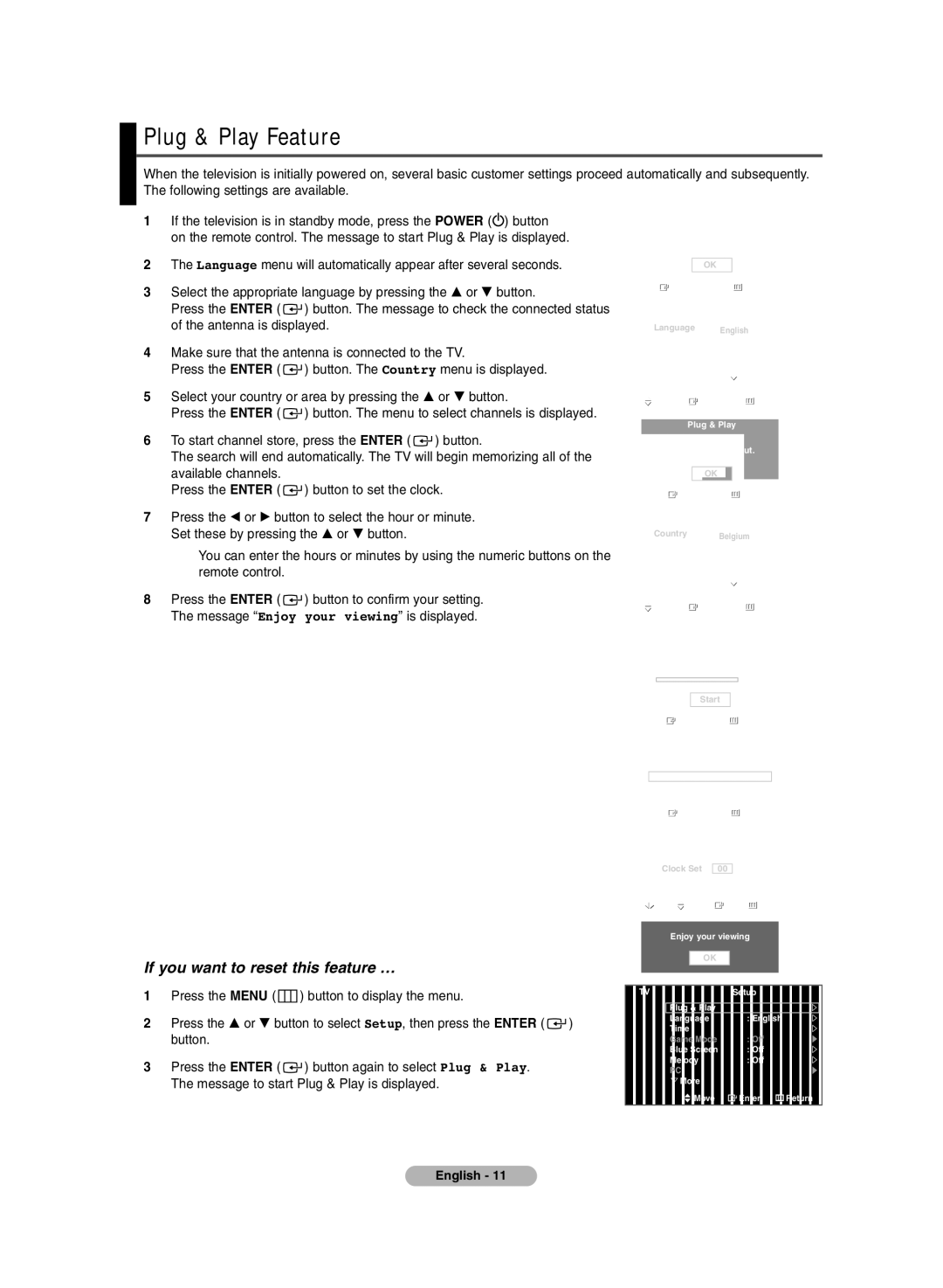 Samsung PDP-TELEVISION manual Plug & Play Feature, If you want to reset this feature … 