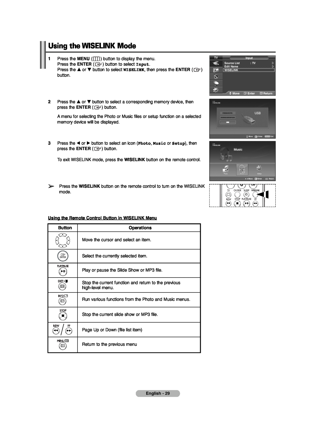 Samsung PDP-TELEVISION manual Using the WISELINK Mode 