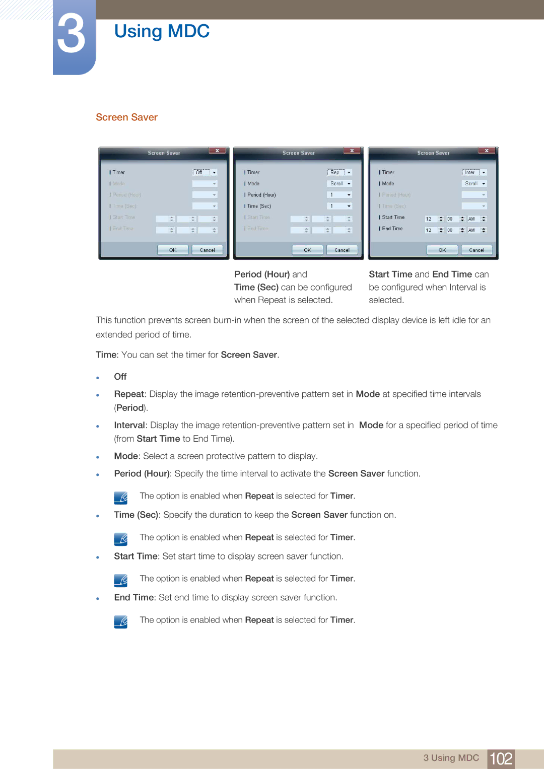 Samsung PE40C user manual Screen Saver 