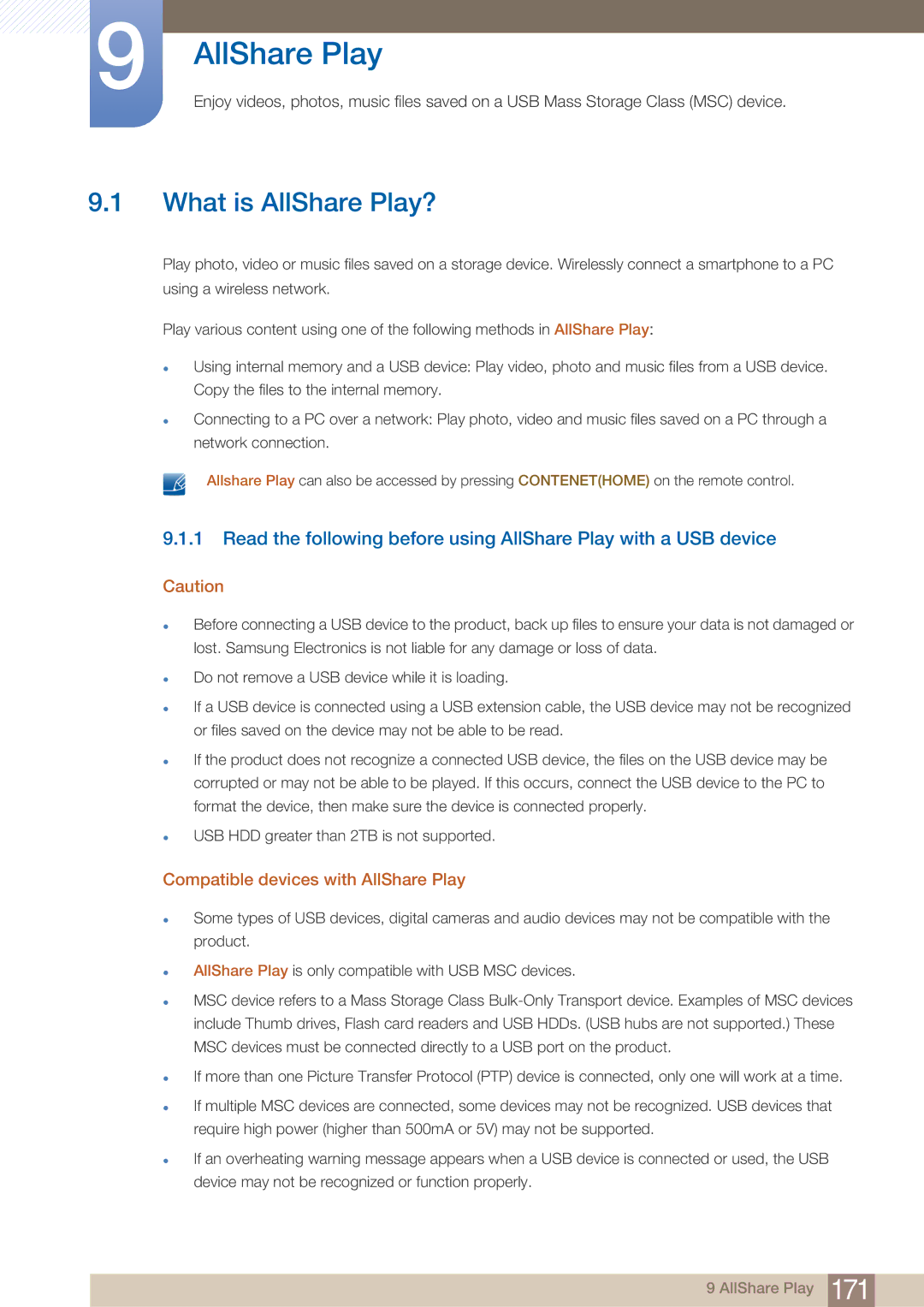 Samsung PE40C user manual What is AllShare Play?, Compatible devices with AllShare Play 