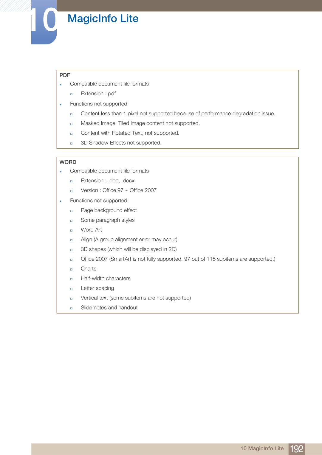 Samsung PE40C user manual Word 