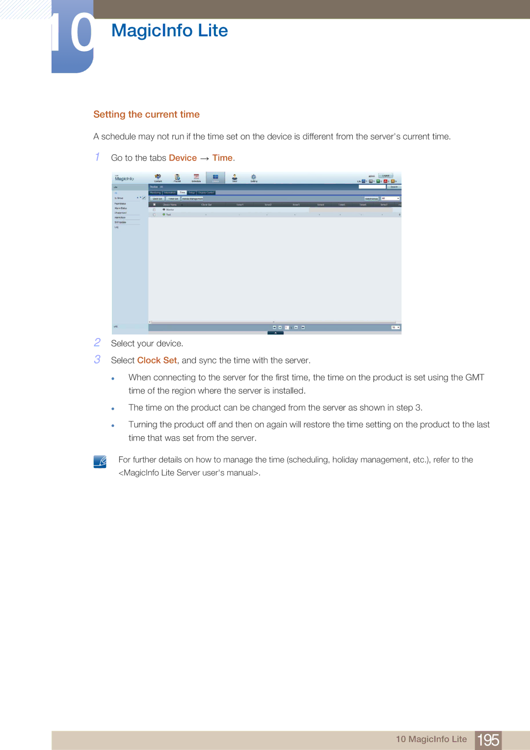 Samsung PE40C user manual Setting the current time 