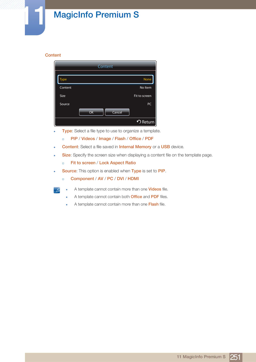 Samsung PE40C user manual Content,  Fit to screen / Lock Aspect Ratio,  Component / AV / PC / DVI / Hdmi 