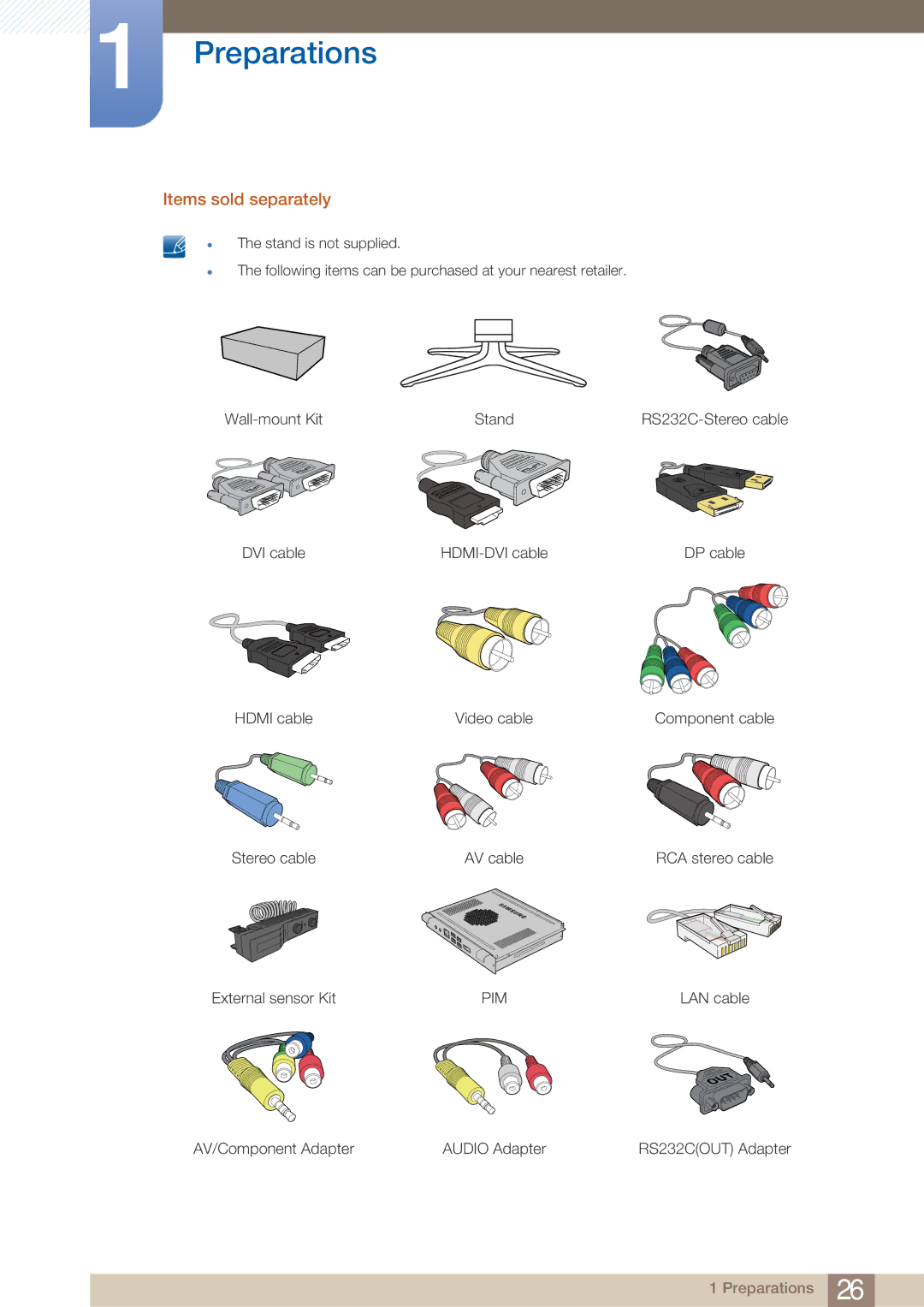 Samsung PE40C user manual Items sold separately 