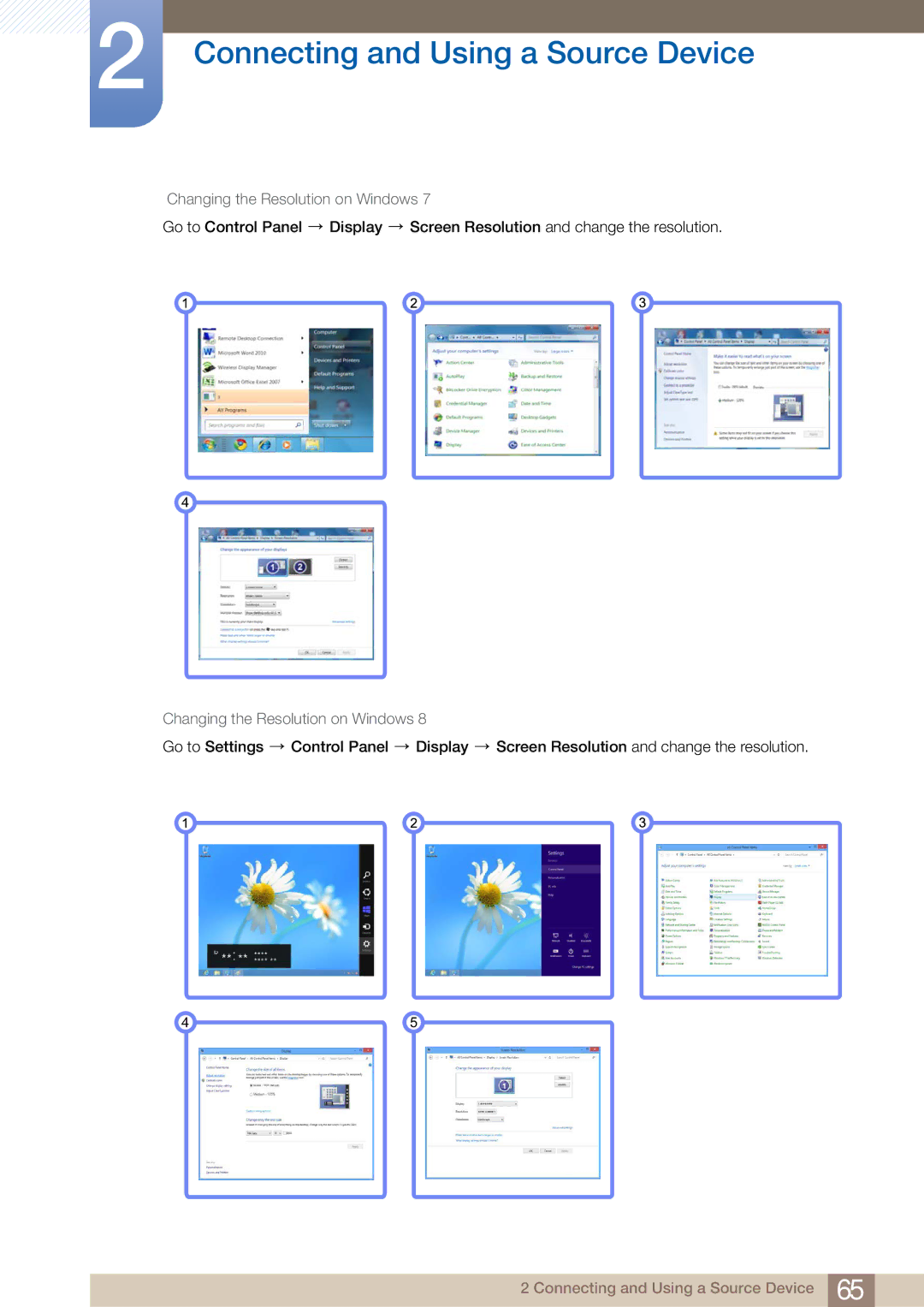 Samsung PE40C user manual Changing the Resolution on Windows 