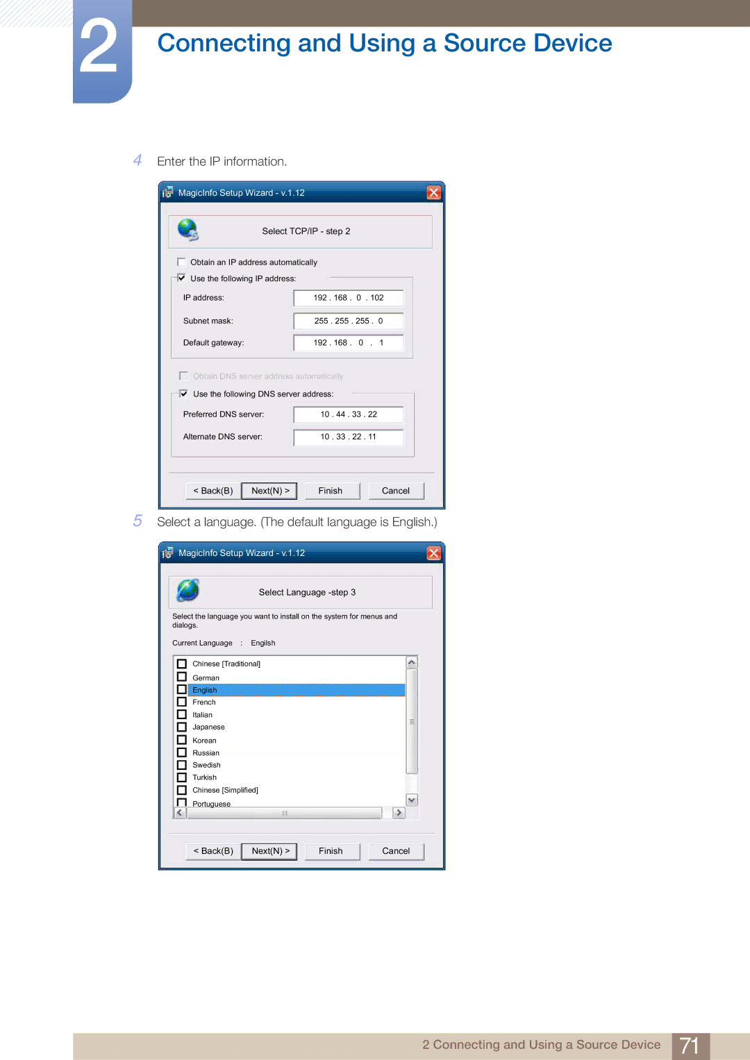 Samsung PE40C user manual Enter the IP information 