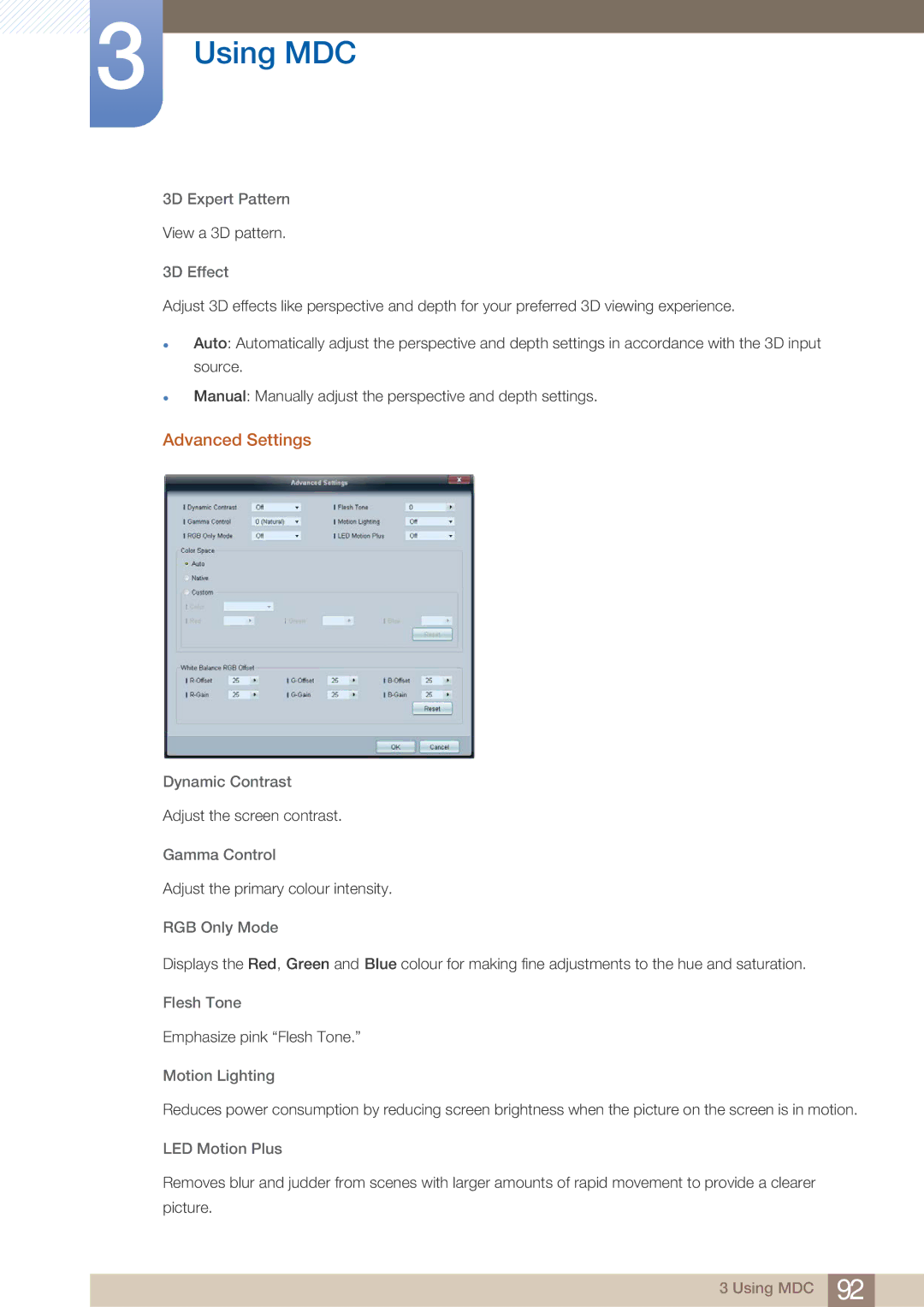 Samsung PE40C user manual Advanced Settings 