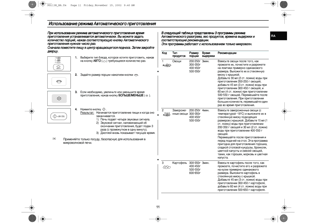 Samsung PG113R-S/BWT manual ÀÒÔÓÎ¸ÁÓ‚‡ÌËÂ ÂÊËÏ‡ Ä‚ÚÓÏ‡ÚË˜ÂÒÍÓ„Ó ÔË„ÓÚÓ‚ÎÂÌËﬂ, ÄÓ‰ ÍËÔ ‡ÁÏÂ ÇÂÏﬂ 