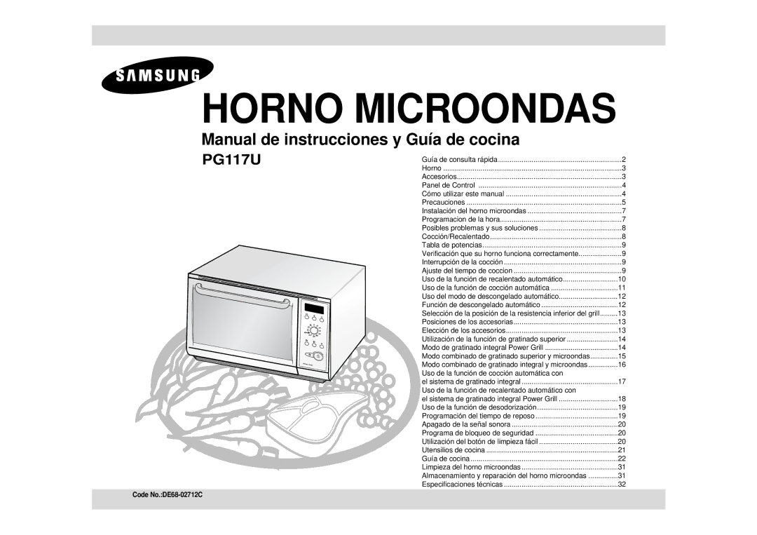 Samsung PG117U-S/XEC manual Uso de la función de cocción automática con, Uso de la función de recalentado automático con 