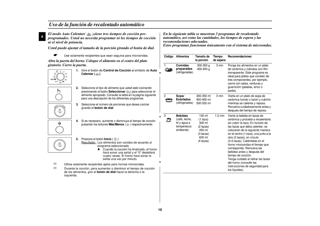 Samsung PG117U-S/XEC manual Uso de la función de recalentado automático 