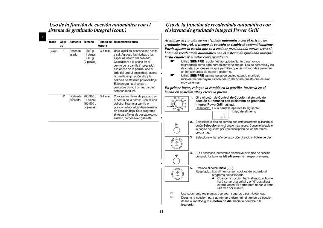 Samsung PG117U-S/XEC manual Pescado 