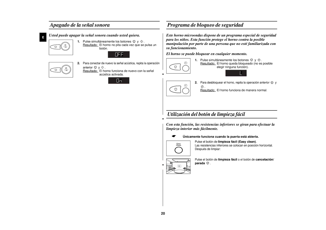 Samsung PG117U-S/XEC manual Apagado de la señal sonora, Programa de bloqueo de seguridad 