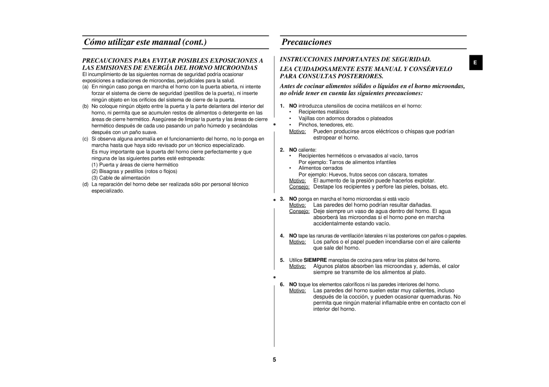 Samsung PG117U-S/XEC manual Precauciones, Que sale del horno, Siempre se transmite de los alimentos al plato 