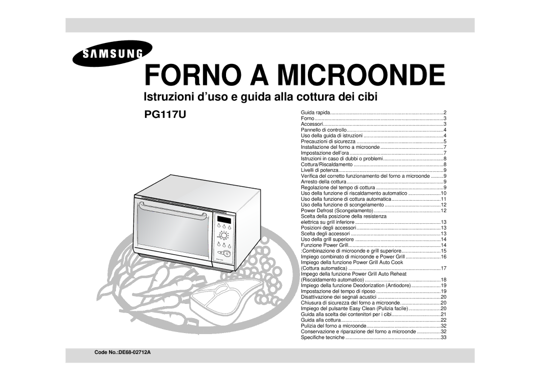 Samsung PG117U-S/XET manual Scelta della posizione della resistenza, Impiego della funzione Power Grill Auto Cook 