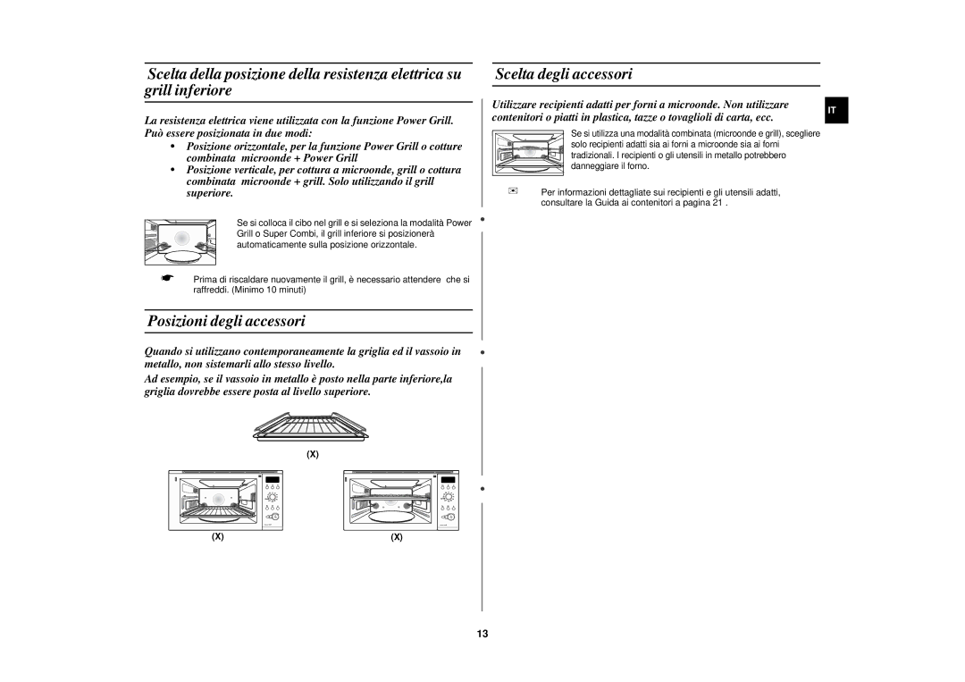 Samsung PG117U-S/XET manual Posizioni degli accessori 