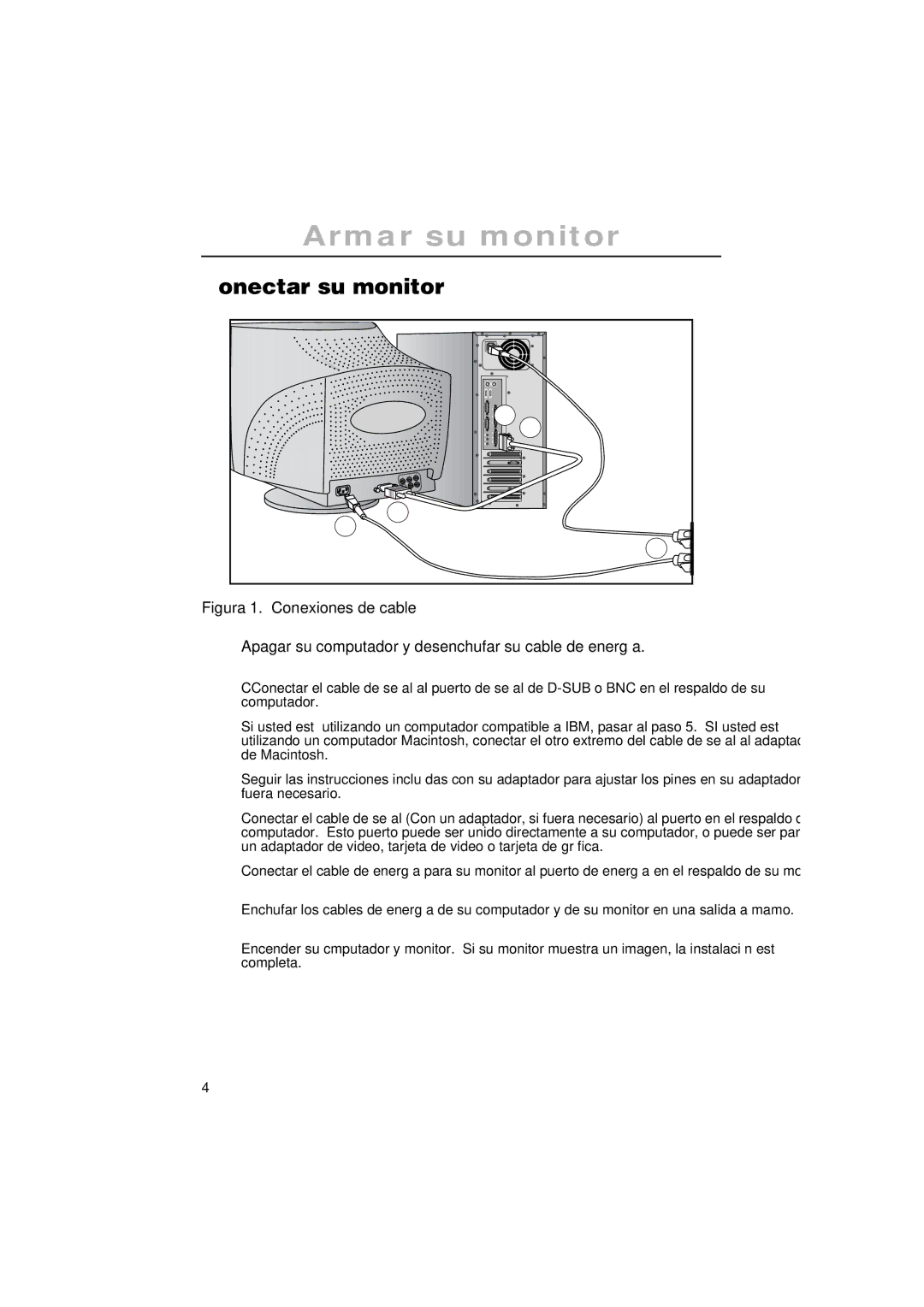 Samsung PG19IS, PG17IS manual Armar su monitor, Conectar su monitor 