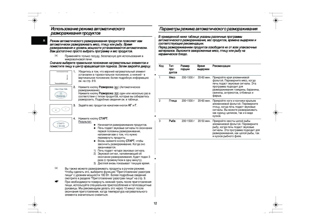 Samsung PG831R-D/BWT manual ‡‡ÏÂÚ˚ ÂÊËÏ‡ ‡‚ÚÓÏ‡ÚË˜ÂÒÍÓ„Ó ‡ÁÏÓ‡ÊË‚‡ÌËﬂ, Íâ‡Ïë˜Âòíóâ ·Î˛‰Ó, ‰Ûíúó‚ 