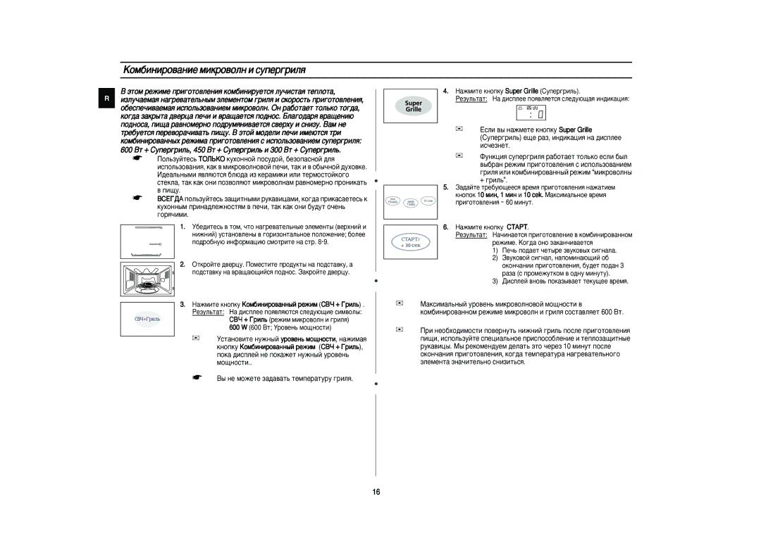 Samsung PG831R/BWT, PG831R-S/BWT, PG831R-U/BWT manual ÄÓÏ·ËÌËÓ‚‡ÌËÂ ÏËÍÓ‚ÓÎÌ Ë ÒÛÔÂ„ËÎﬂ 