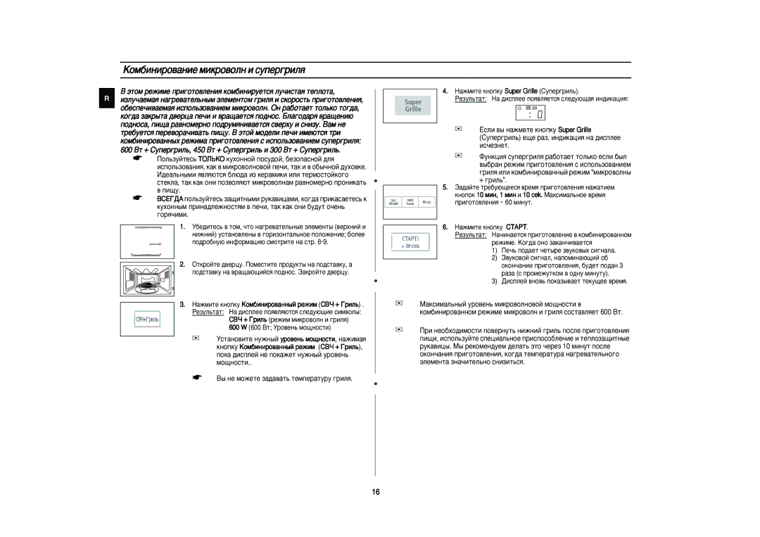 Samsung PG832R-S/BWT, PG832R/BWT, PG832R-D/BWT, PG832R-S/SBW, PG832R-SU/BWT manual ÄÓÏ·ËÌËÓ‚‡ÌËÂ ÏËÍÓ‚ÓÎÌ Ë ÒÛÔÂ„ËÎﬂ 