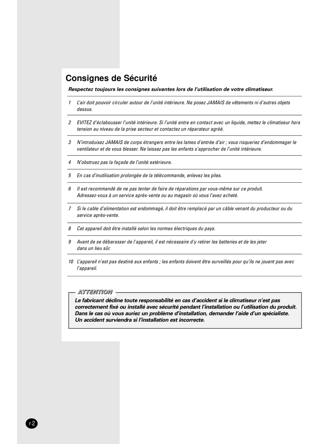 Samsung PH28ZA1 manual Consignes de Sécurité 