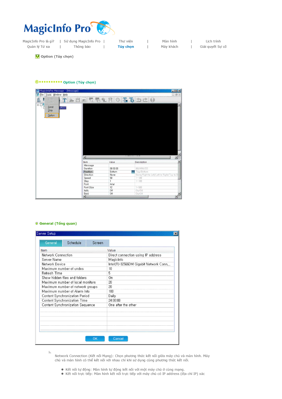 Samsung PH42KLPLBC/XV manual Option Tùy chọn, General Tổng quan 