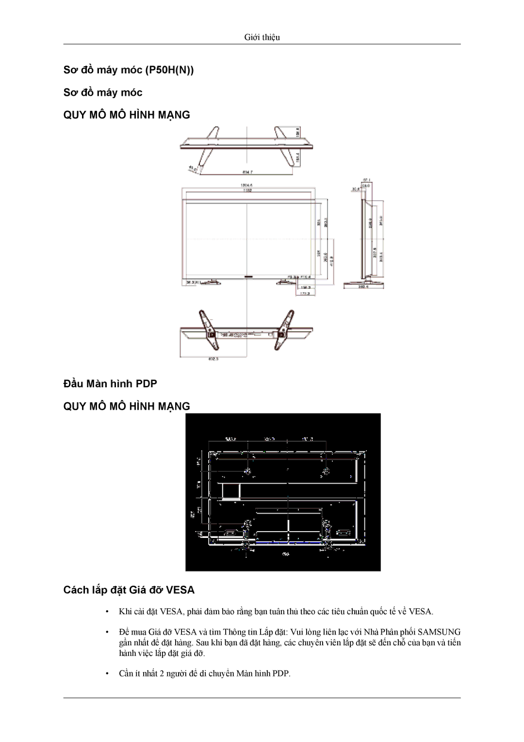 Samsung PH42KLPLBC/XV manual Sơ đồ máy móc P50HN, Đầu Màn hình PDP 